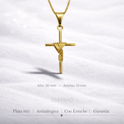 Dije y Cadena cruz Jesus Oro laminado 18k