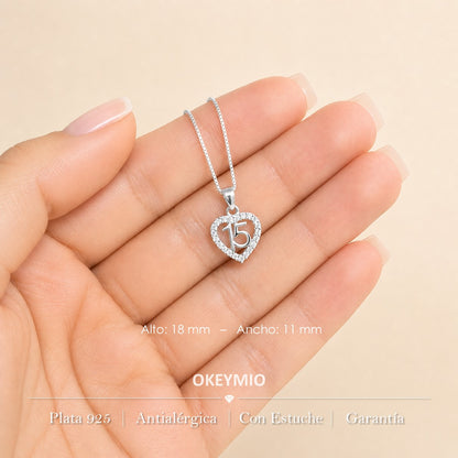 Dije y Cadena 15 Años En Plata 925 Italiana