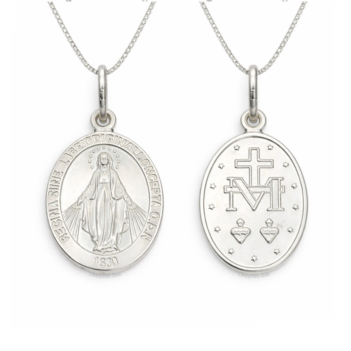 Dije y Cadena Virge Milagrosa En Plata 925 Italiana Unisex