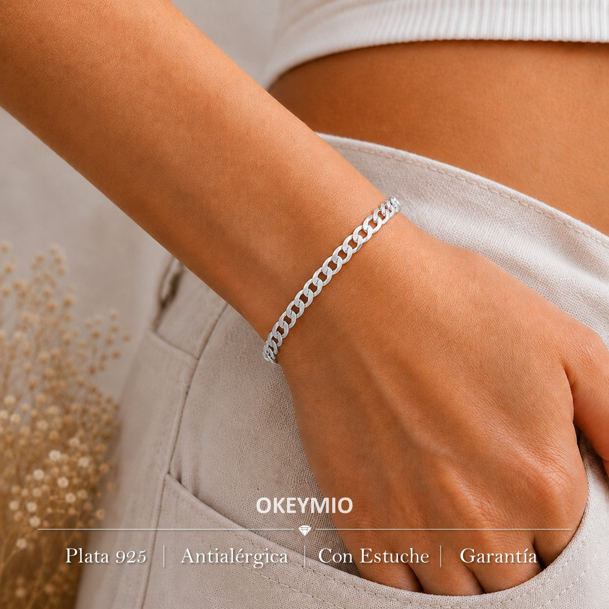 Pulsera En Plata 925 Italiana Tipo Cubana