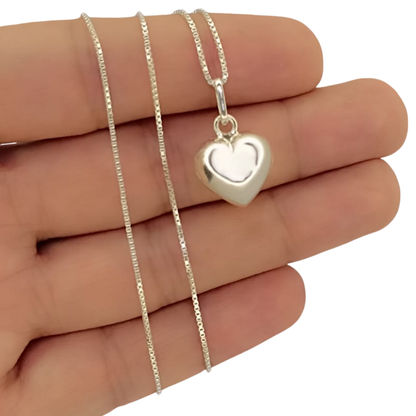 Cadena Con Dije Corazón Inflado En Plata 925