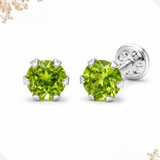 Aretes Topos Con Peridoto Natural En Plata 925