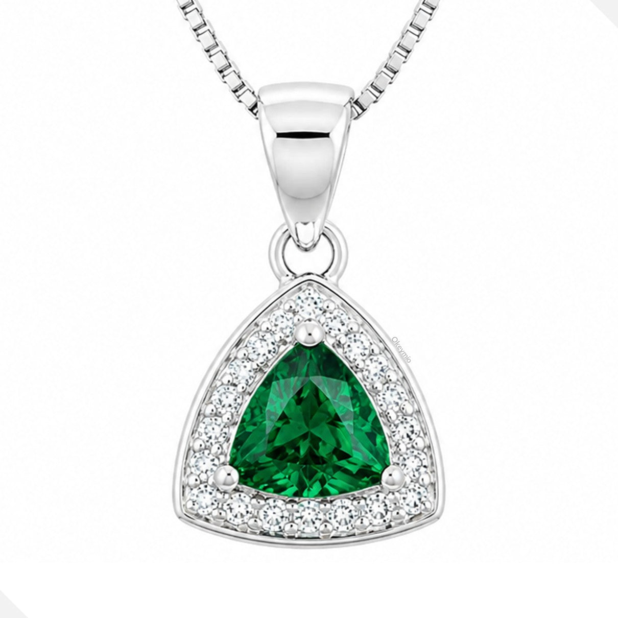 Dije Plata 925 Trillion Verde Con Circones Diseño Elegante