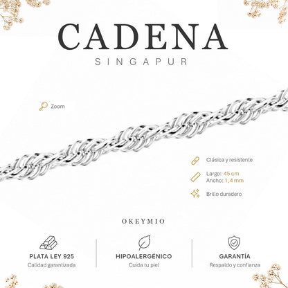Cadena Singapur En Plata 925 (45cm)