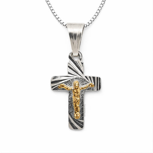 Dije y Cadena Con Cruz En Oro Plata 925 Unisex