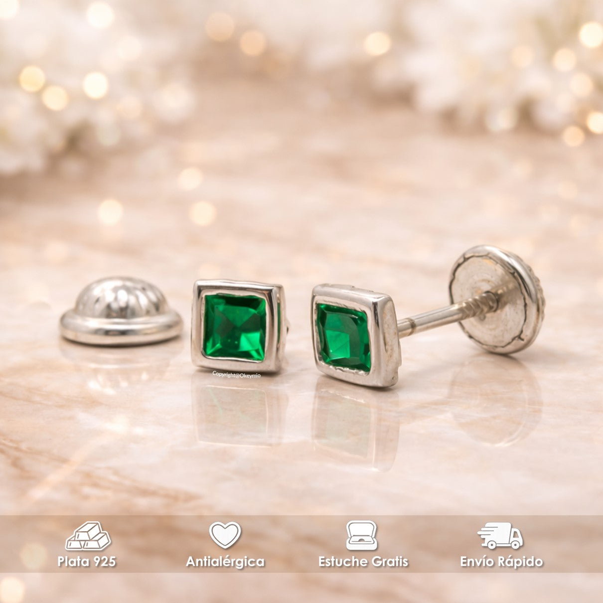 Aretes Plata 925 Mujer Broche Seguridad Antialérgicos