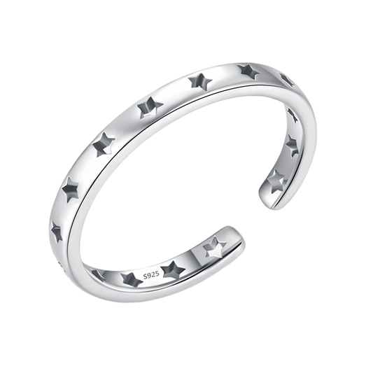 Anillo Ajustable Estrellas En Plata 925