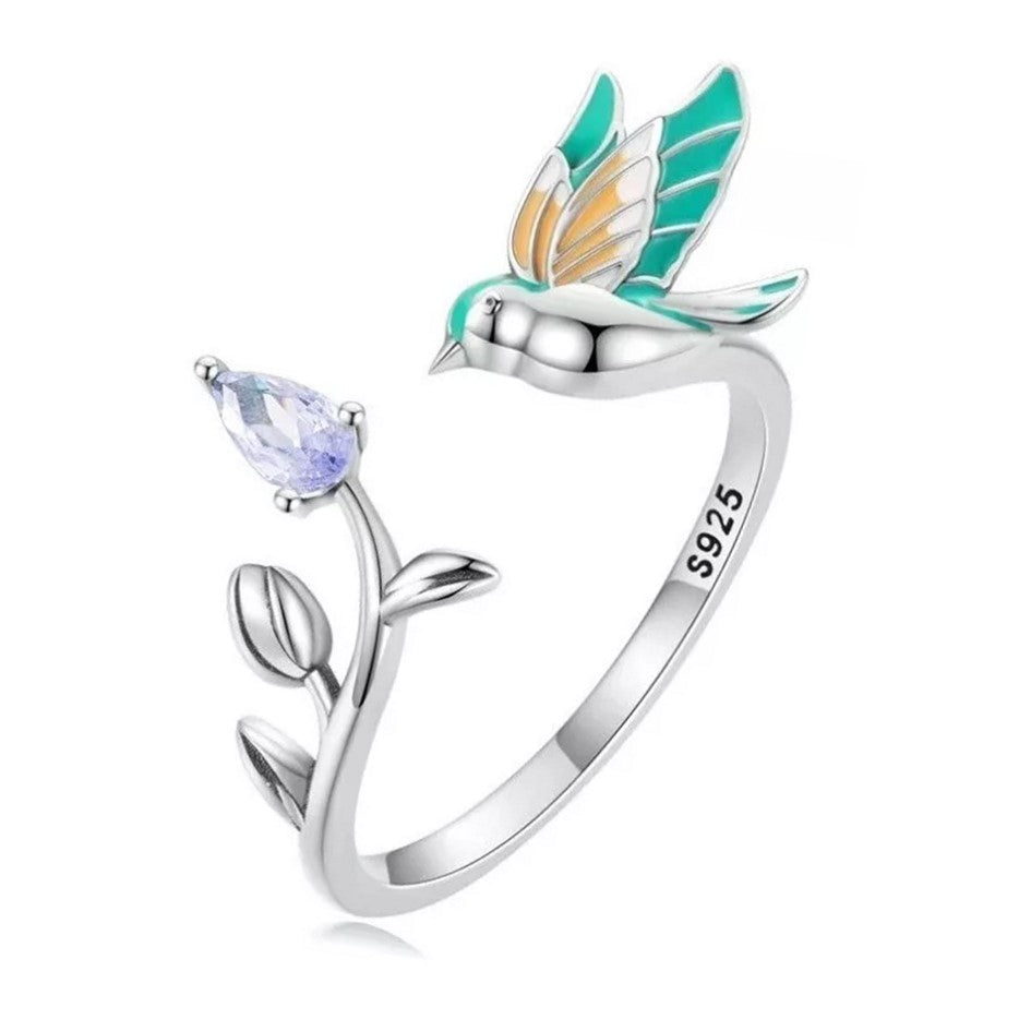 Anillo Ajustable Para Mujer Pájaro Colibrí