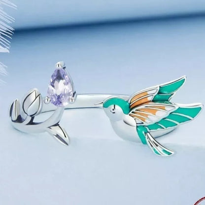 Anillo Ajustable Para Mujer Pájaro Colibrí