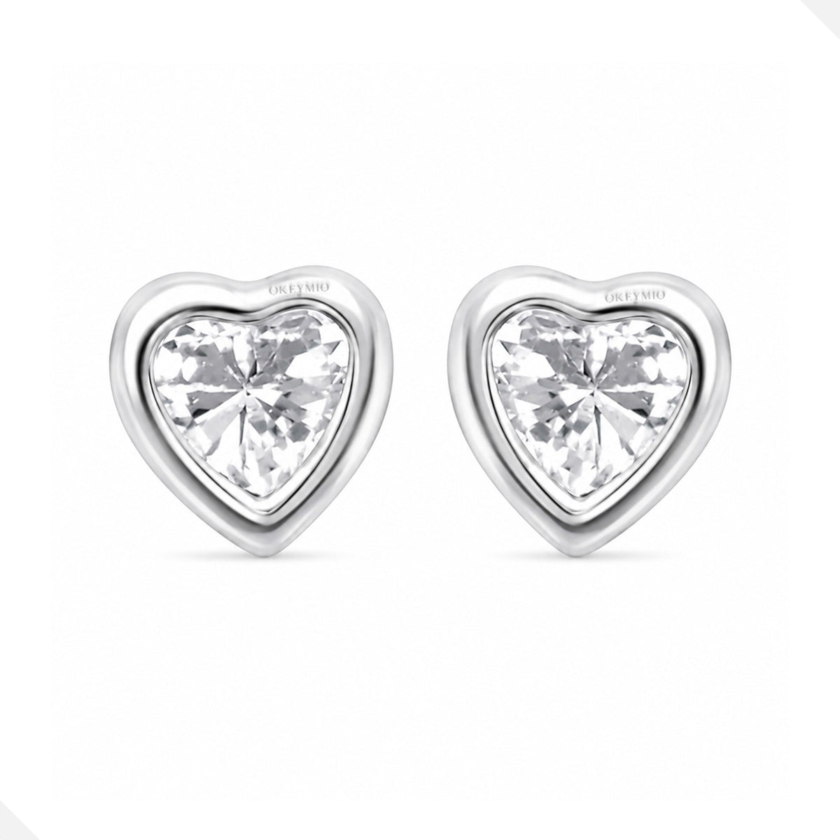 Aretes Corazón Plata 925 Con Circón Brillante
