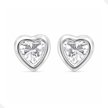 Aretes Corazón Plata 925 Con Circón Brillante