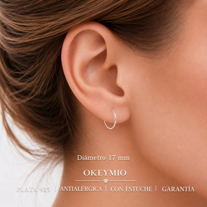 Aretes Aro Candonga En Plata 925 1.9 mm