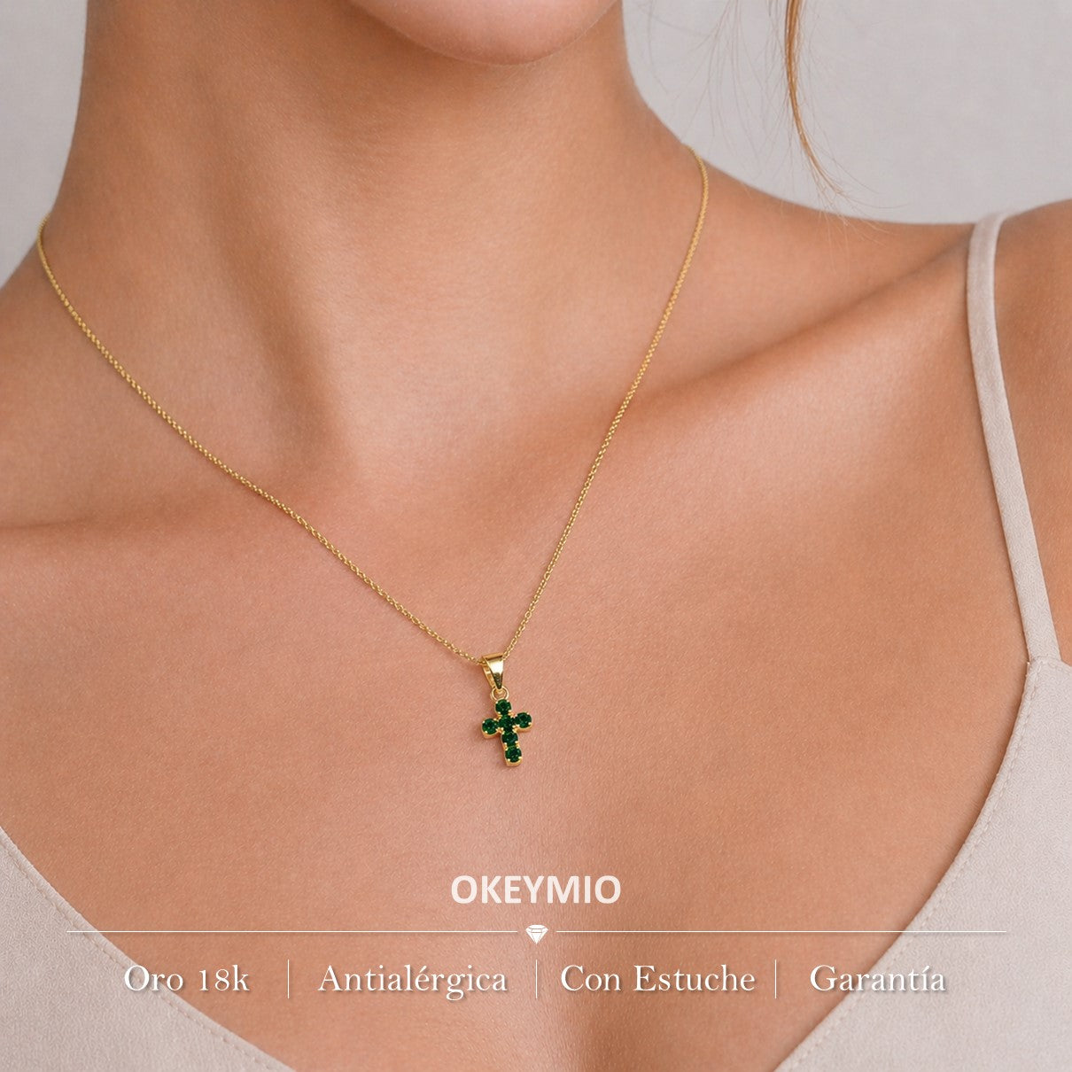 Dije y Cadena Cruz Oro Laminado 18k