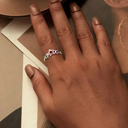 Anillo Ajustable Estrellas En Plata 925