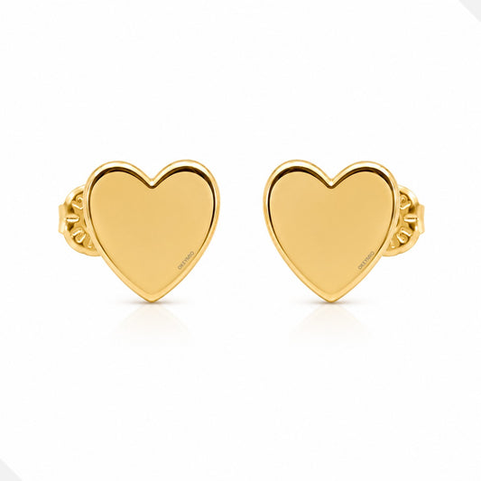 Aretes Topos Corazón Oro Laminado 18K Elegantes Niña Mujer