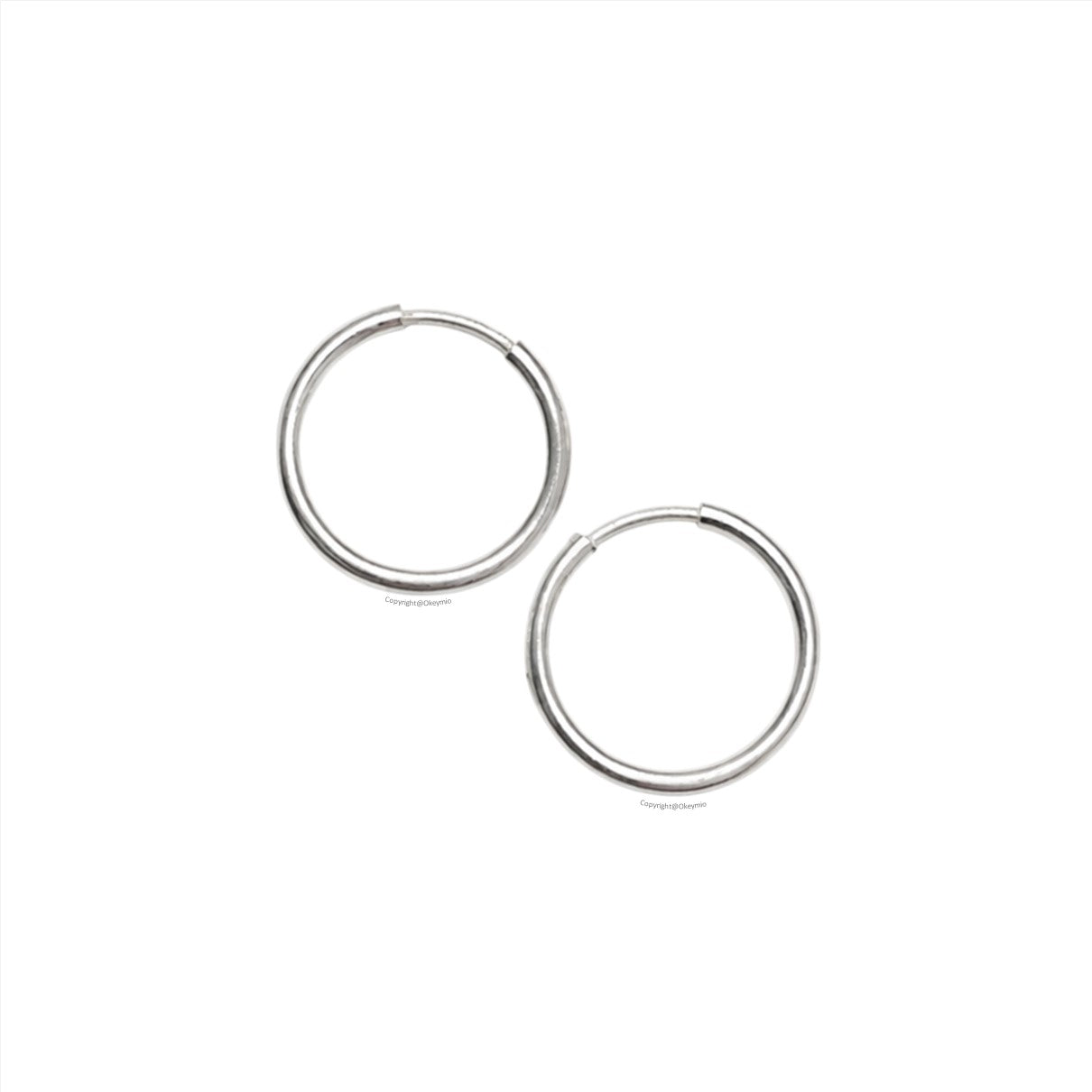 Candongas Pequeñas Plata 925 Aro Liso Elegante Unisex - 12 mm